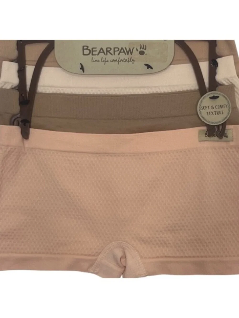Bearpaw 4 Pack Comfort Boyshorts Panties Girls Medium New Neutral Tones